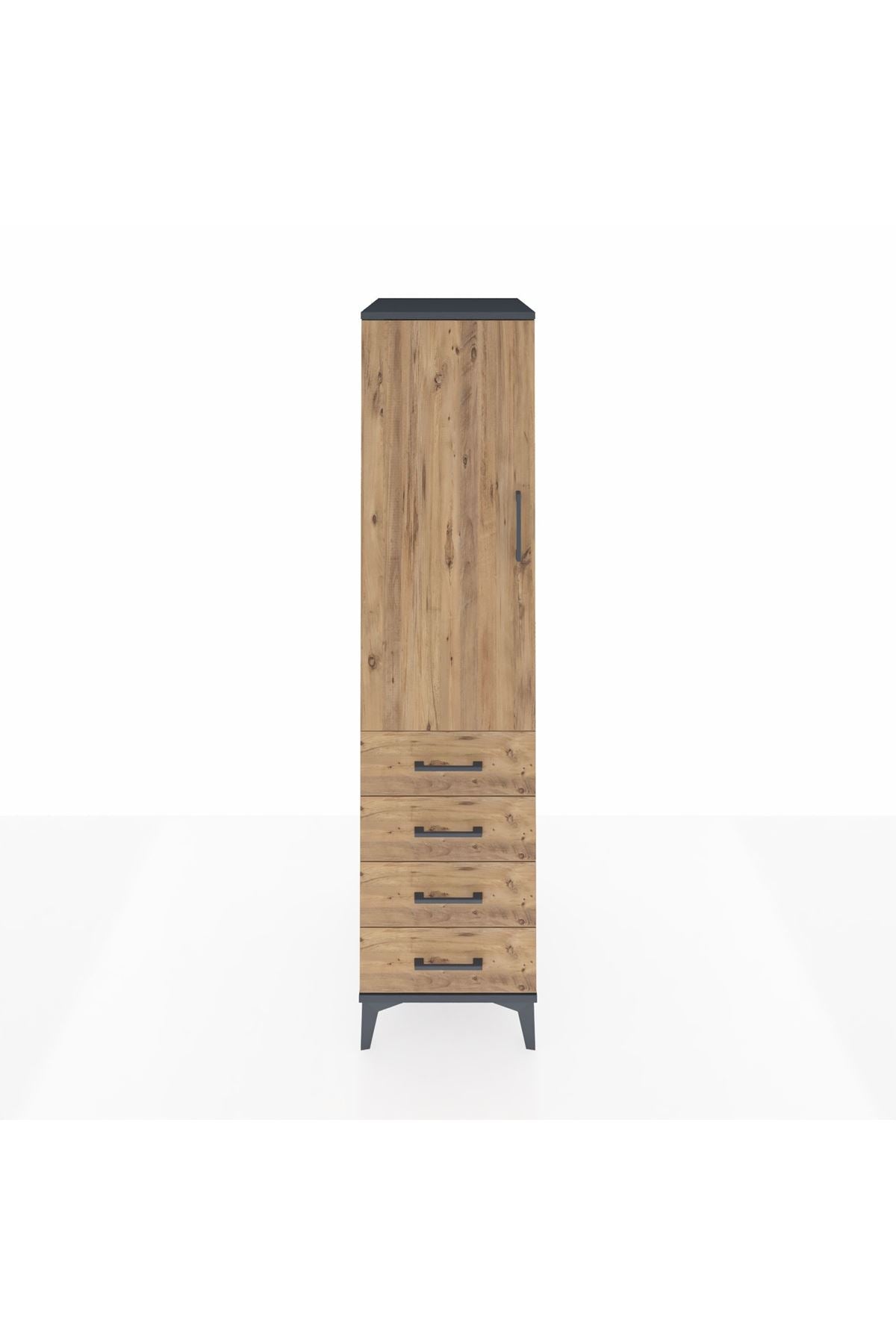 Kronos Dolap Tek Raflı 4 Çekmeceli Tek Askılı 44x59x182 - S88M027V6C