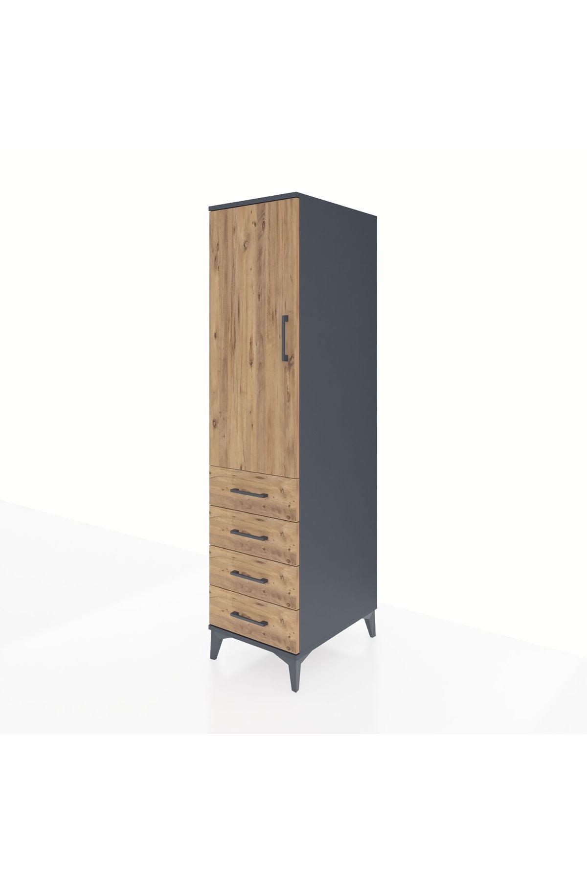 Kronos Dolap Tek Raflı 4 Çekmeceli Tek Askılı 44x59x182 - S88M027V6C