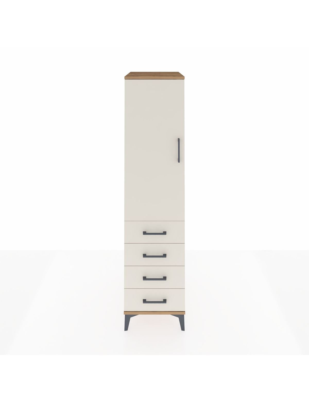 Kronos Dolap Tek Raflı 4 Çekmeceli Tek Askılı 44x59x182 - S88M027V7C