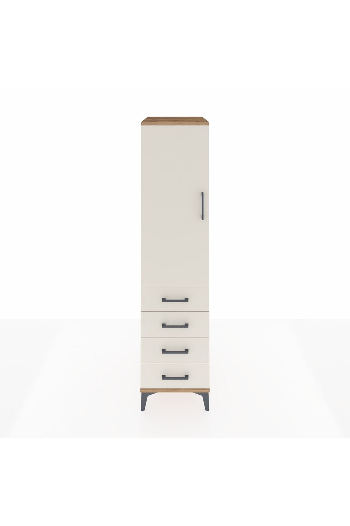Kronos Dolap Tek Raflı 4 Çekmeceli Tek Askılı 44x59x182 - S88M027V7C