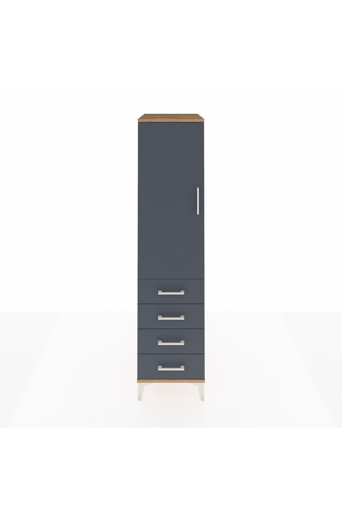 Kronos Dolap Tek Raflı 4 Çekmeceli Tek Askılı 44x59x182 - S88M027V8C