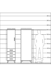 Kronos Dolap Tek Raflı 4 Çekmeceli Tek Askılı 44x59x182 - S88M027V9C