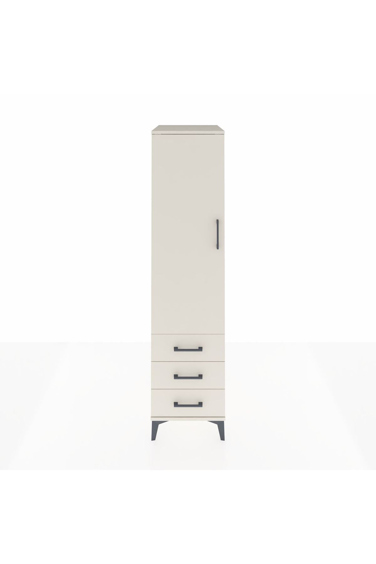 Kronos Dolap Tek Raflı 3 Çekmeceli Tek Askılı 44x59x182 - S88M028V1C