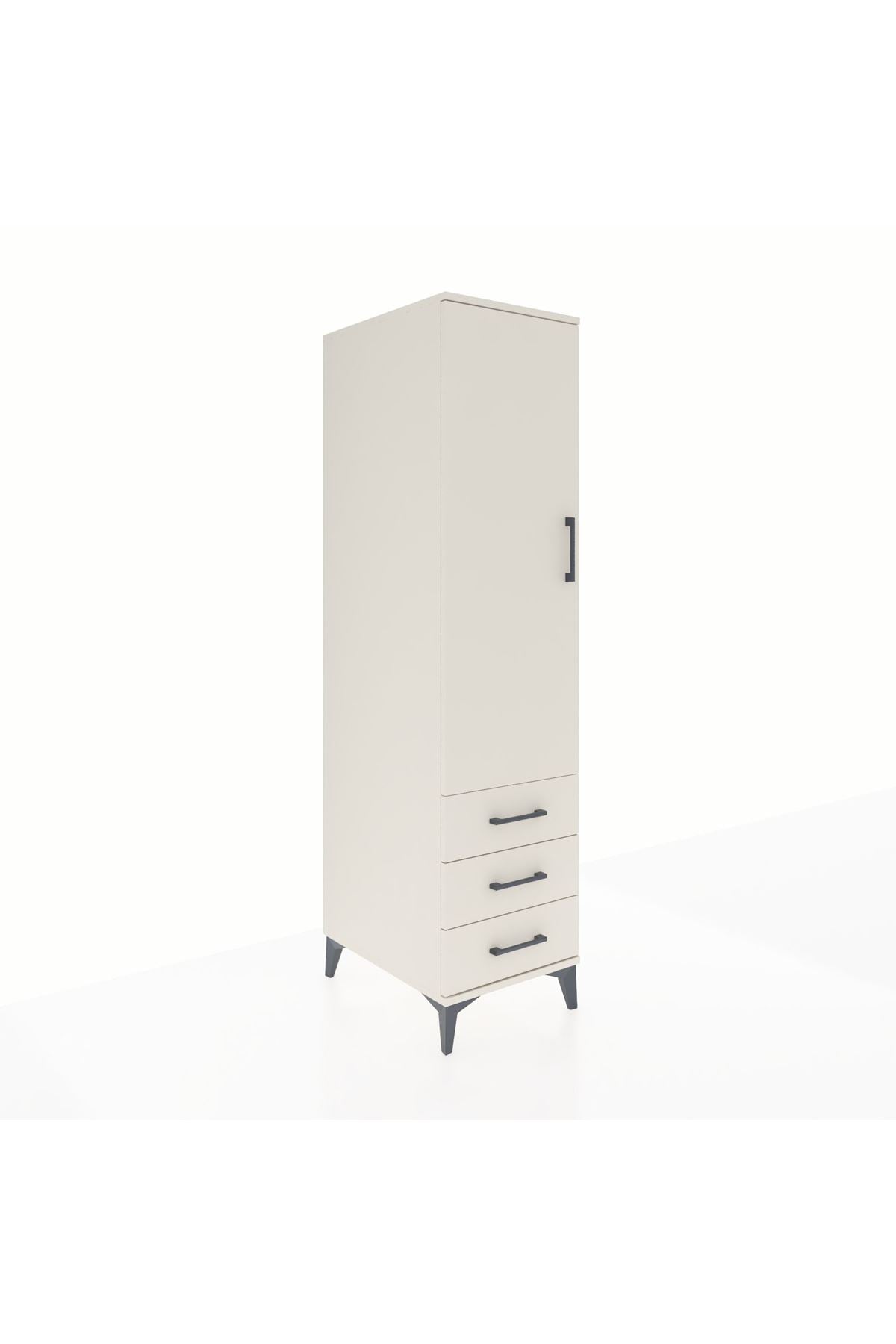 Kronos Dolap Tek Raflı 3 Çekmeceli Tek Askılı 44x59x182 - S88M028V1C