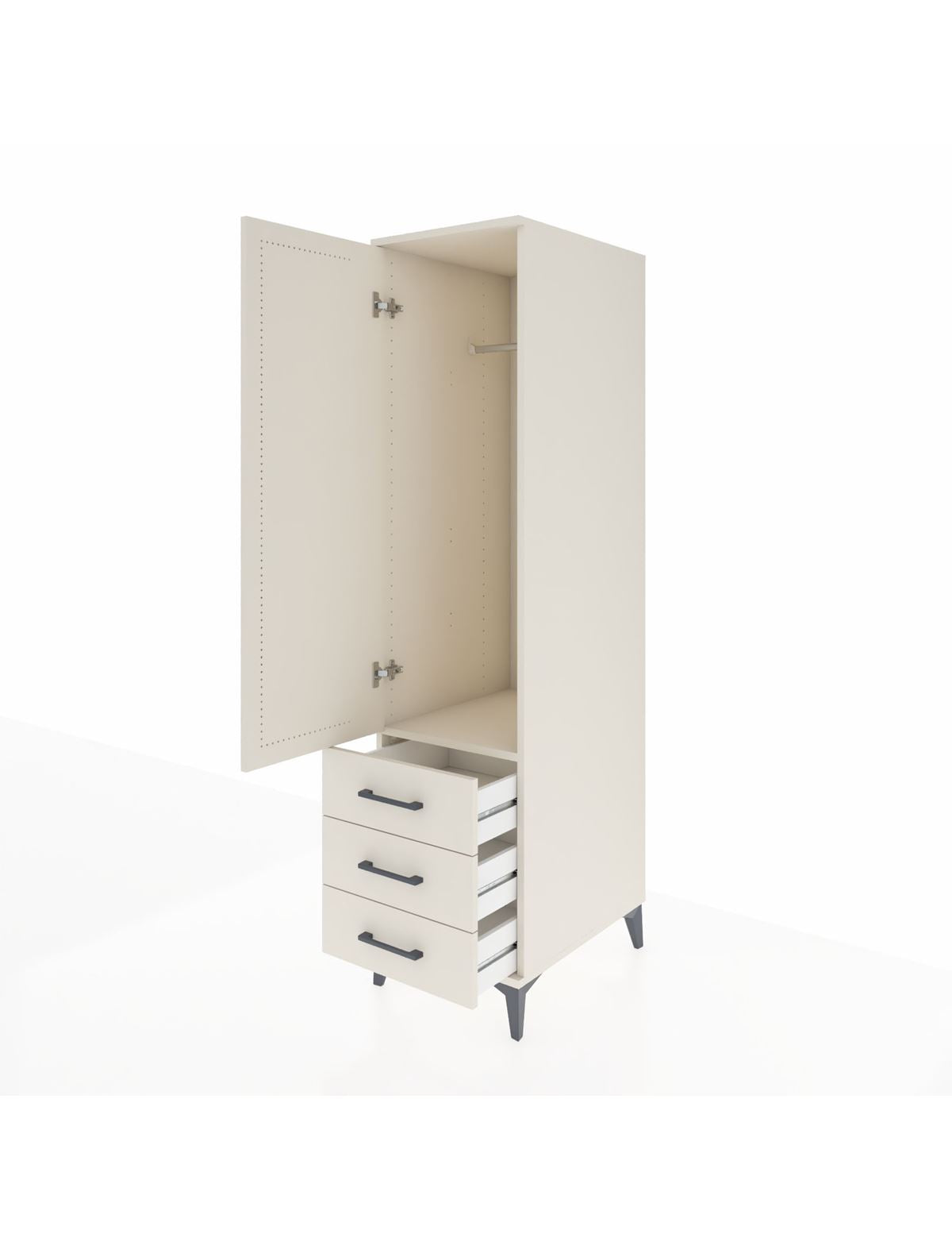 Kronos Dolap Tek Raflı 3 Çekmeceli Tek Askılı 44x59x182 - S88M028V1C