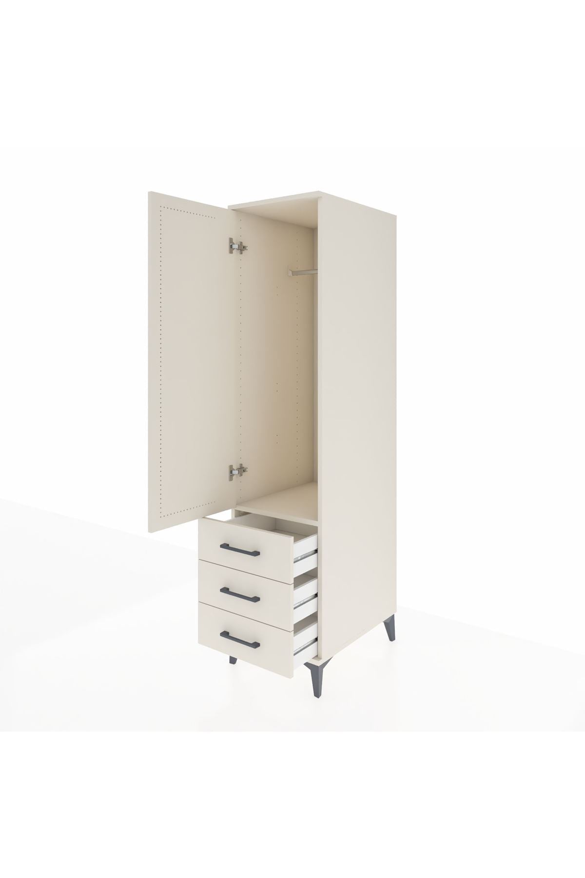 Kronos Dolap Tek Raflı 3 Çekmeceli Tek Askılı 44x59x182 - S88M028V1C