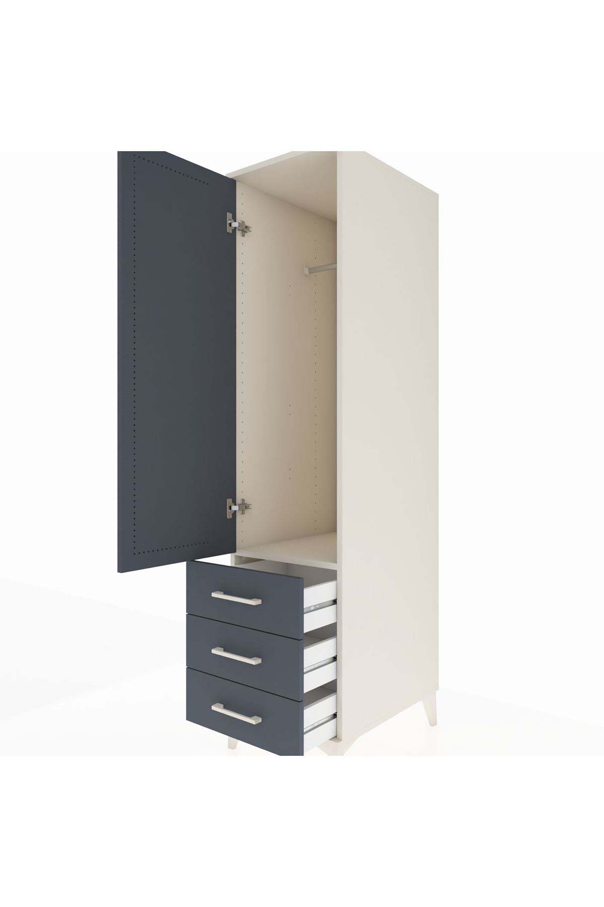Kronos Dolap Tek Raflı 3 Çekmeceli Tek Askılı 44x59x182 - S88M028V2C