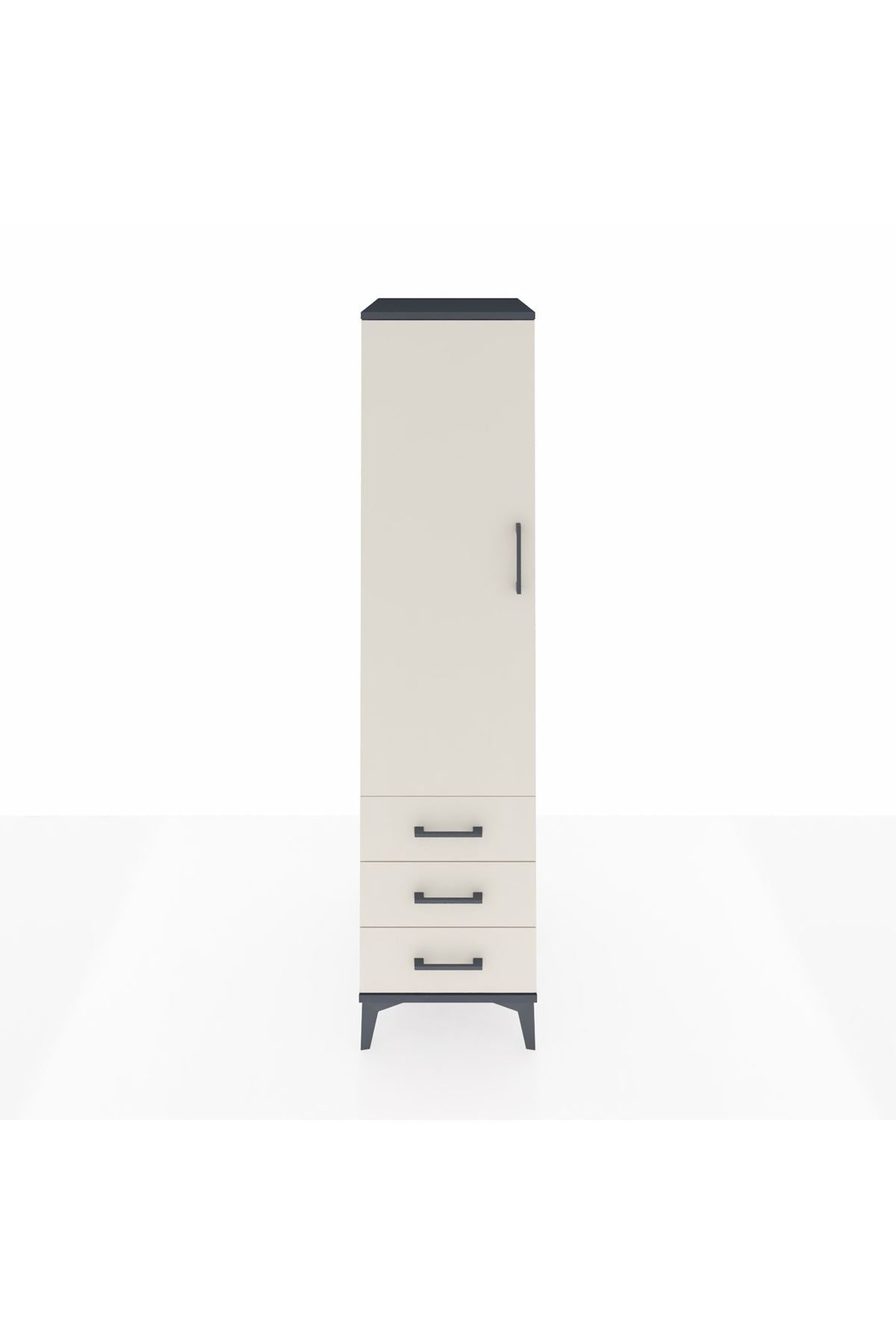 Kronos Dolap Tek Raflı 3 Çekmeceli Tek Askılı 44x59x182 - S88M028V4C