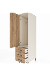 Kronos Dolap Tek Raflı 3 Çekmeceli Tek Askılı 44x59x182 - S88M028V3C