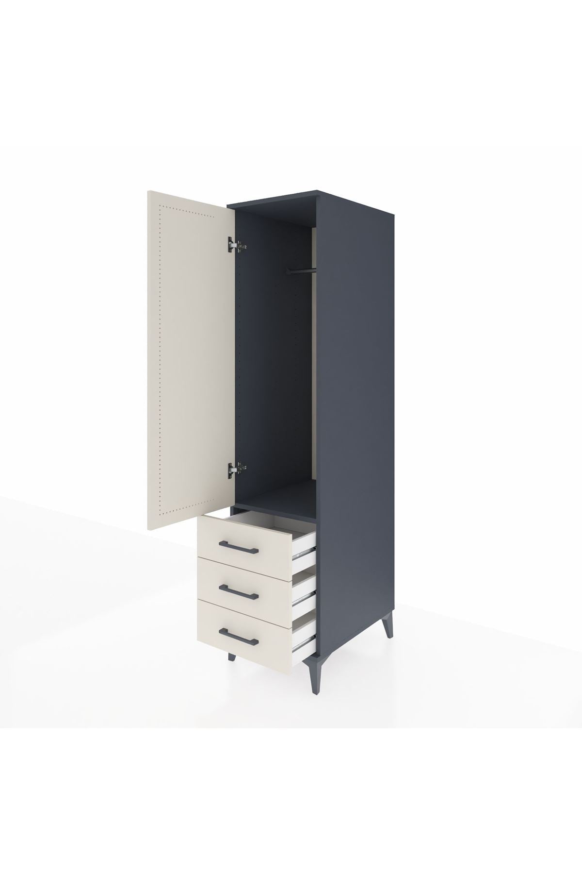 Kronos Dolap Tek Raflı 3 Çekmeceli Tek Askılı 44x59x182 - S88M028V4C