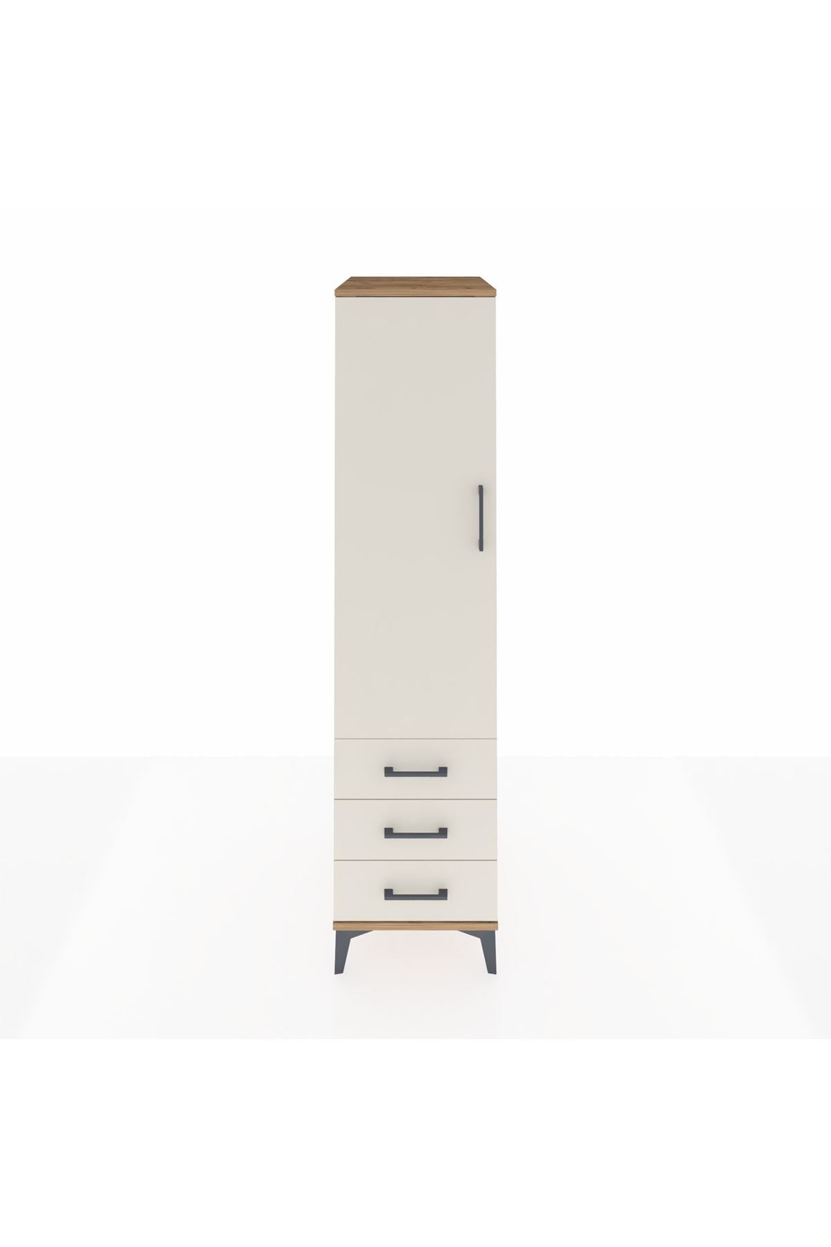 Kronos Dolap Tek Raflı 3 Çekmeceli Tek Askılı 44x59x182 - S88M028V7C