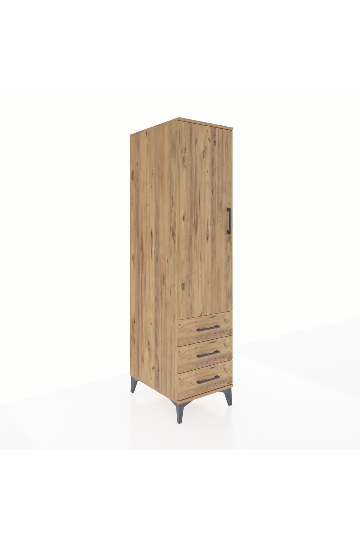Kronos Dolap Tek Raflı 3 Çekmeceli Tek Askılı 44x59x182 - S88M028V9C