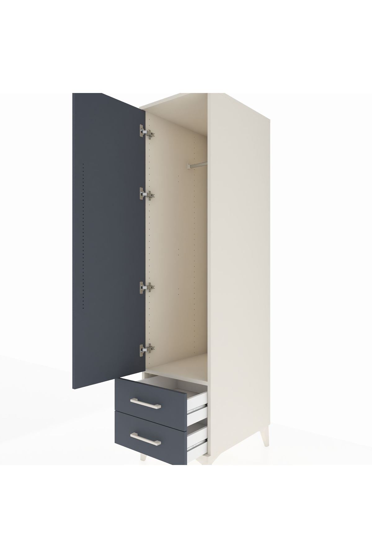 Kronos Dolap Tek Raflı 2 Çekmeceli Tek Askılı 44x59x182 - S88M029V2C