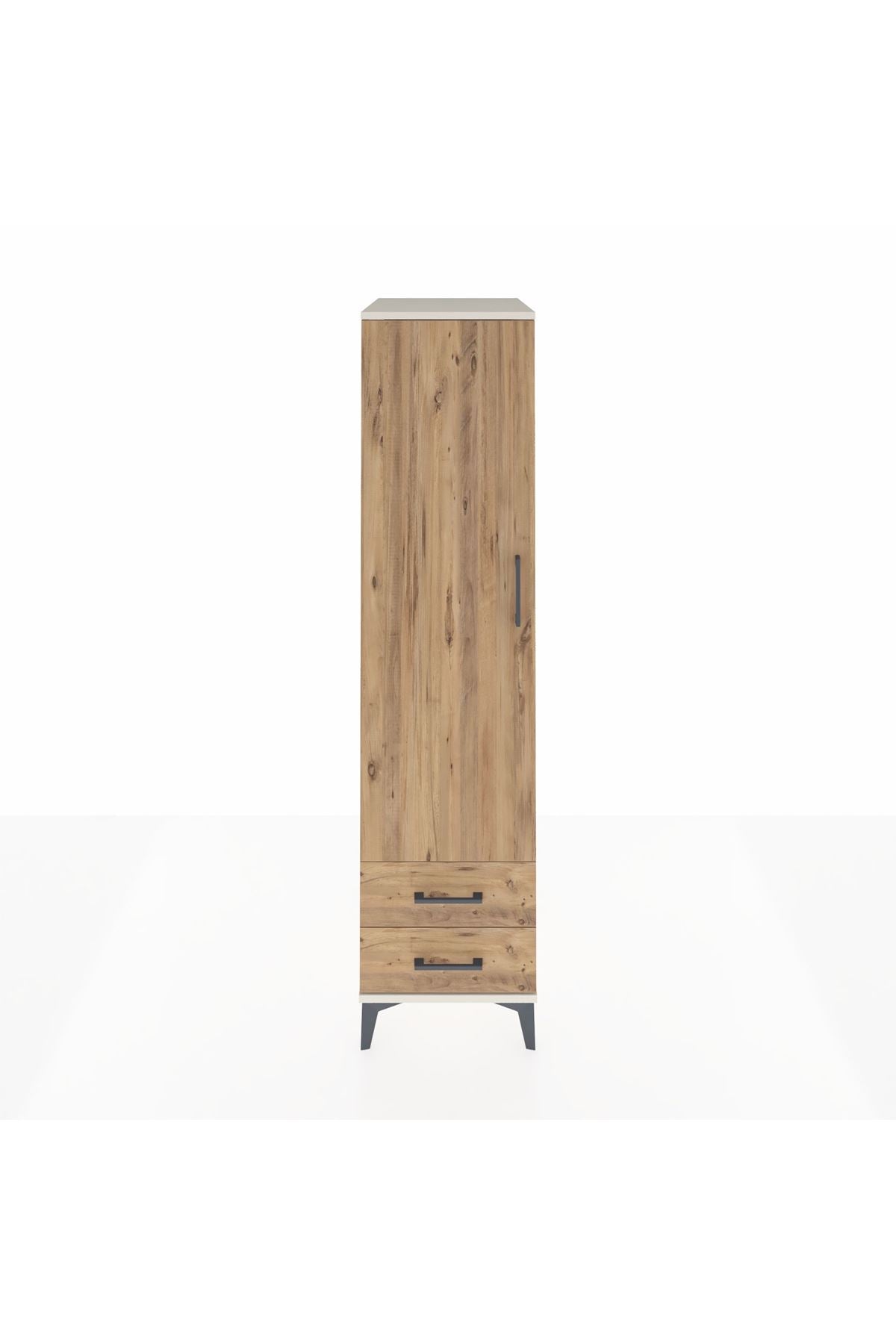Kronos Dolap Tek Raflı 2 Çekmeceli Tek Askılı 44x59x182 - S88M029V3C