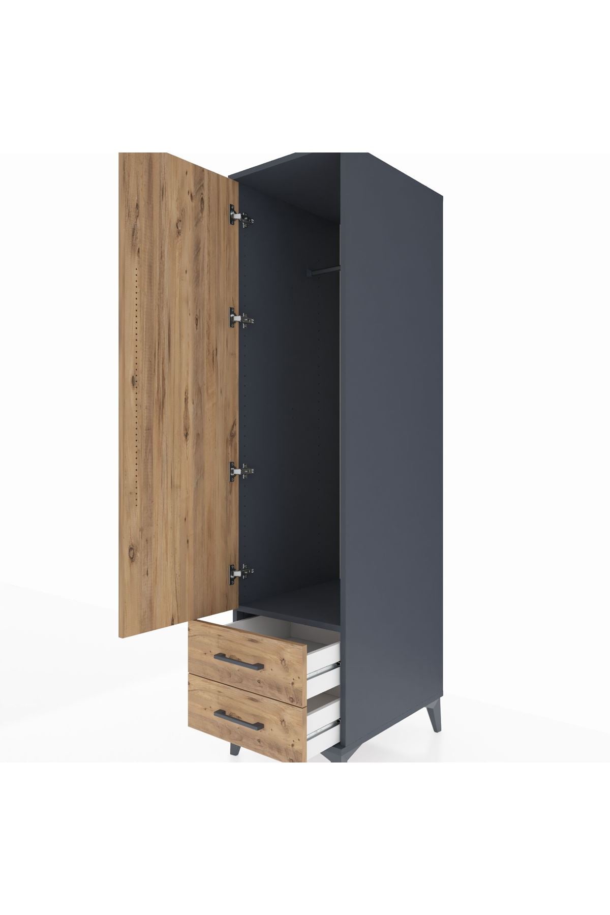 Kronos Dolap Tek Raflı 2 Çekmeceli Tek Askılı 44x59x182 - S88M029V6C