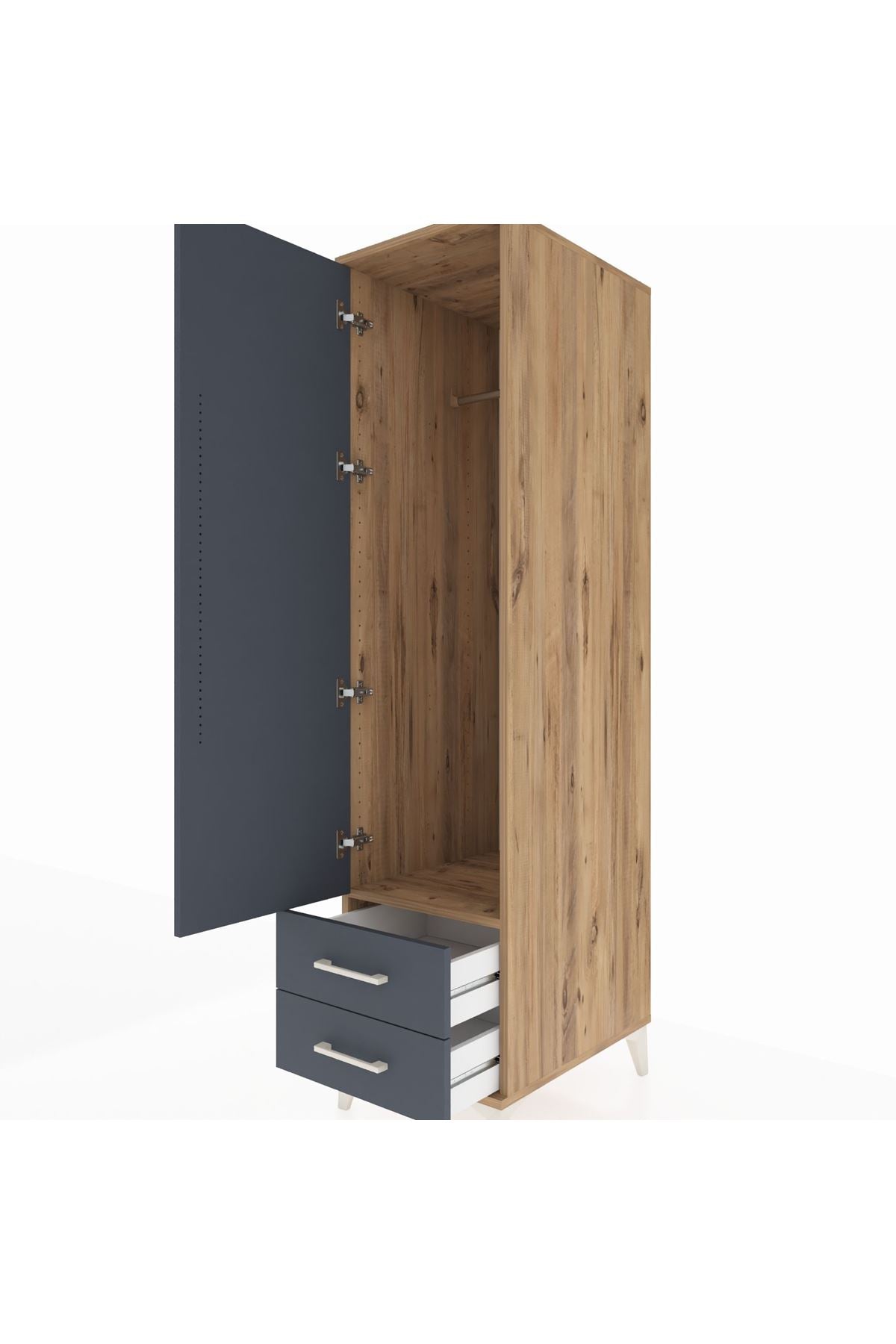Kronos Dolap Tek Raflı 2 Çekmeceli Tek Askılı 44x59x182 - S88M029V8C