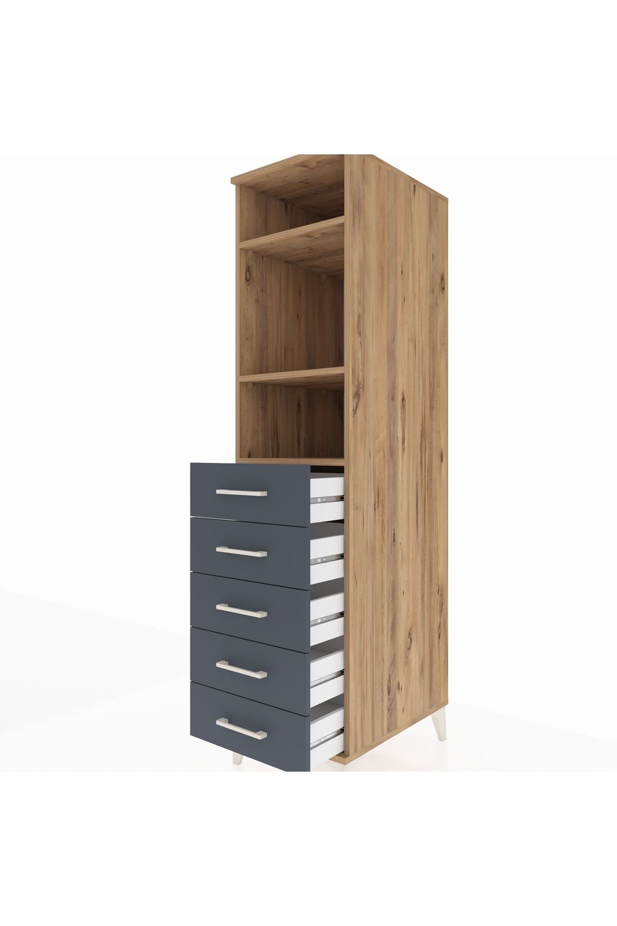 Kronos Dolap 3 Raflı 5 Çekmeceli 44x59x182 - S88M035V8C