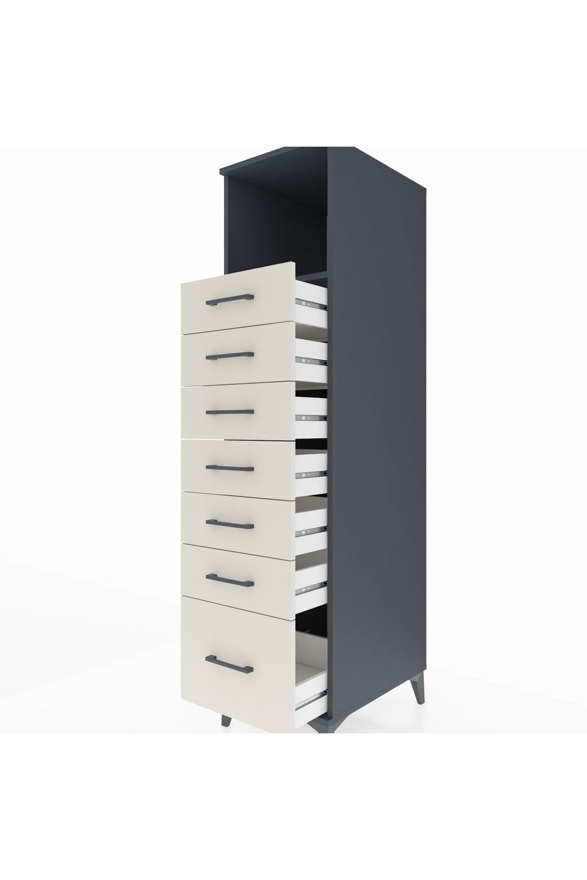 Kronos Dolap Tek Raflı 7 Çekmeceli 44x59x182 - S88M038V4C