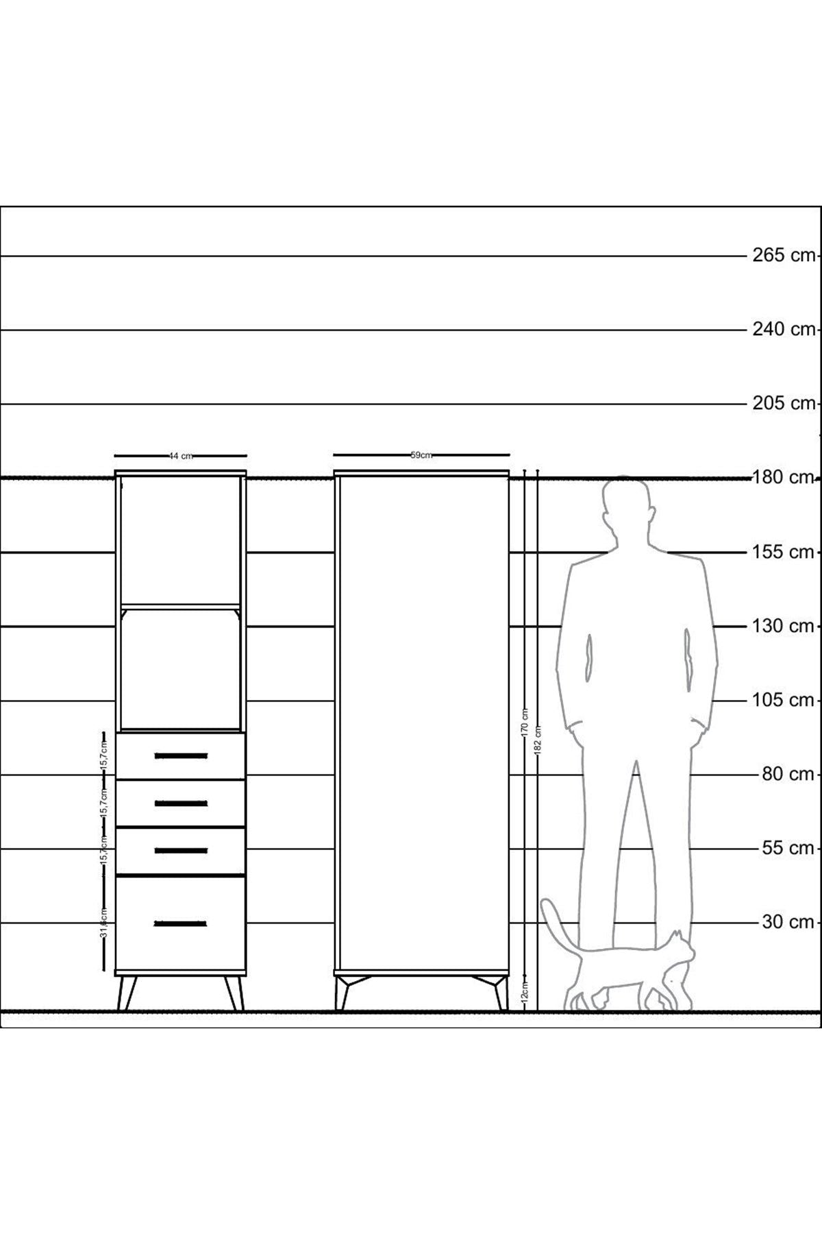 Kronos Dolap 2 Raflı 4 Çekmeceli 44x59x182 - S88M041V2C