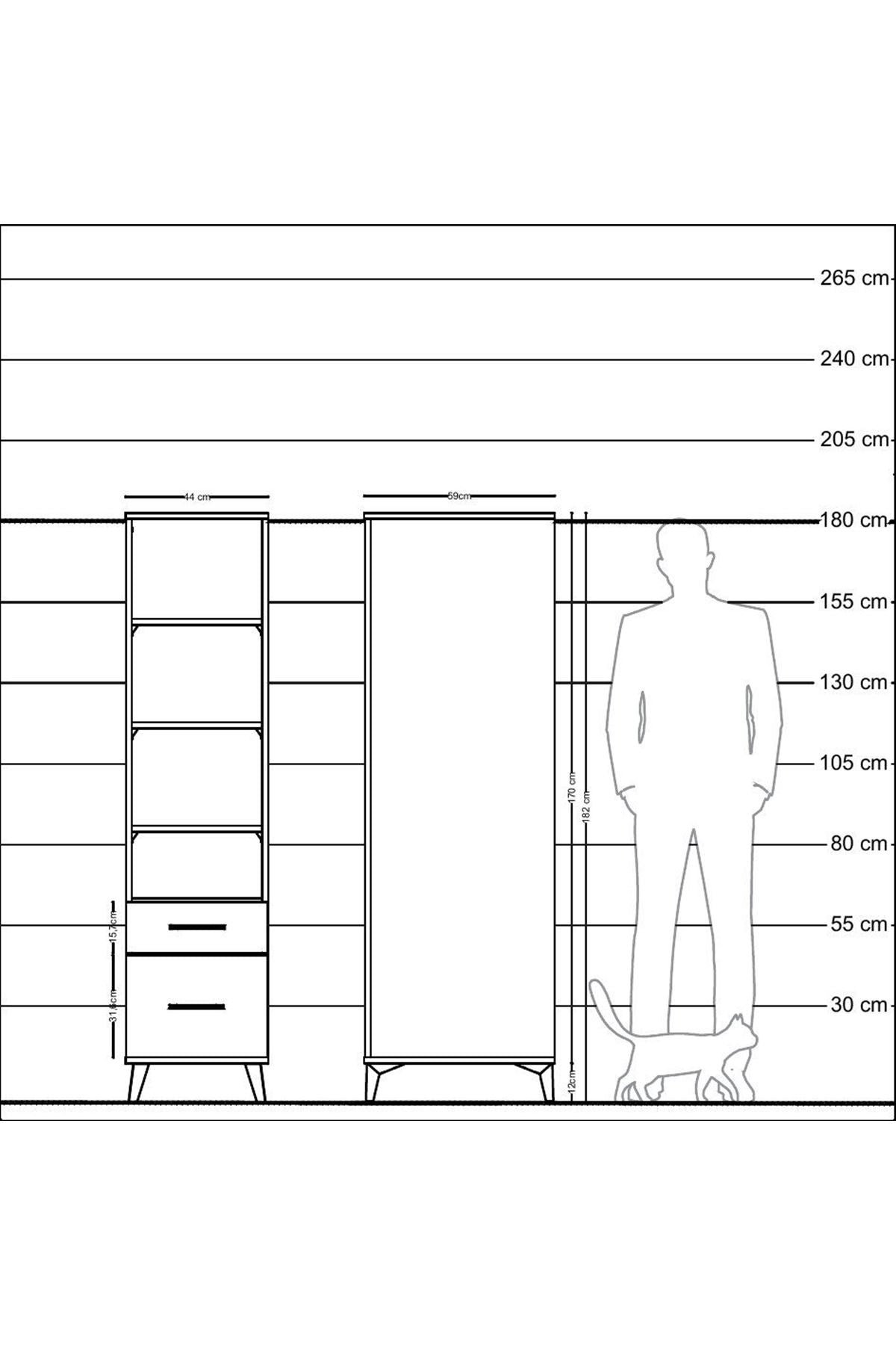 Kronos Dolap 4 Raflı 2 Çekmeceli 44x59x182 - S88M043V6C