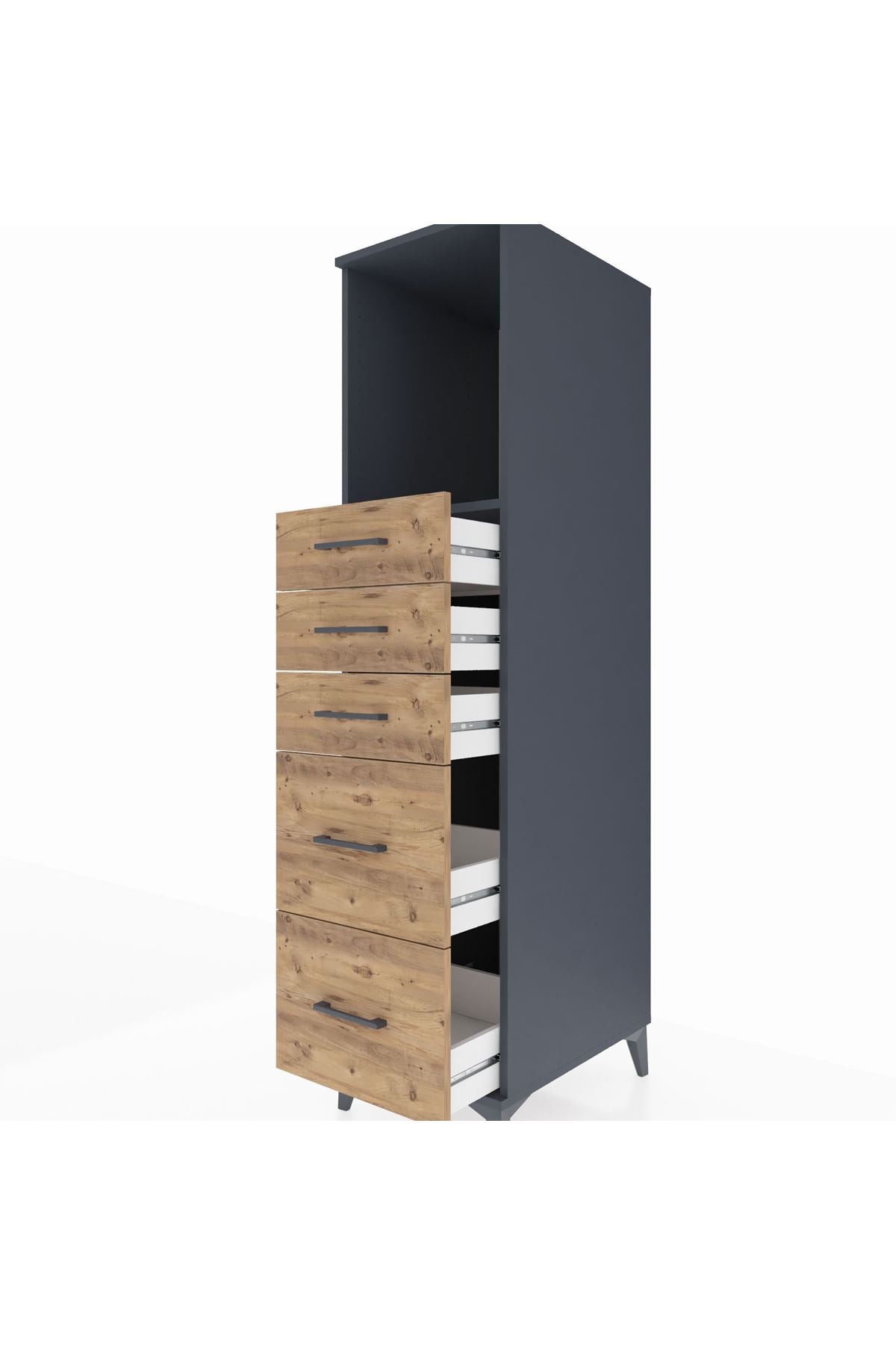 Kronos Dolap Tek Raflı 5 Çekmeceli 44x59x182 - S88M046V6C