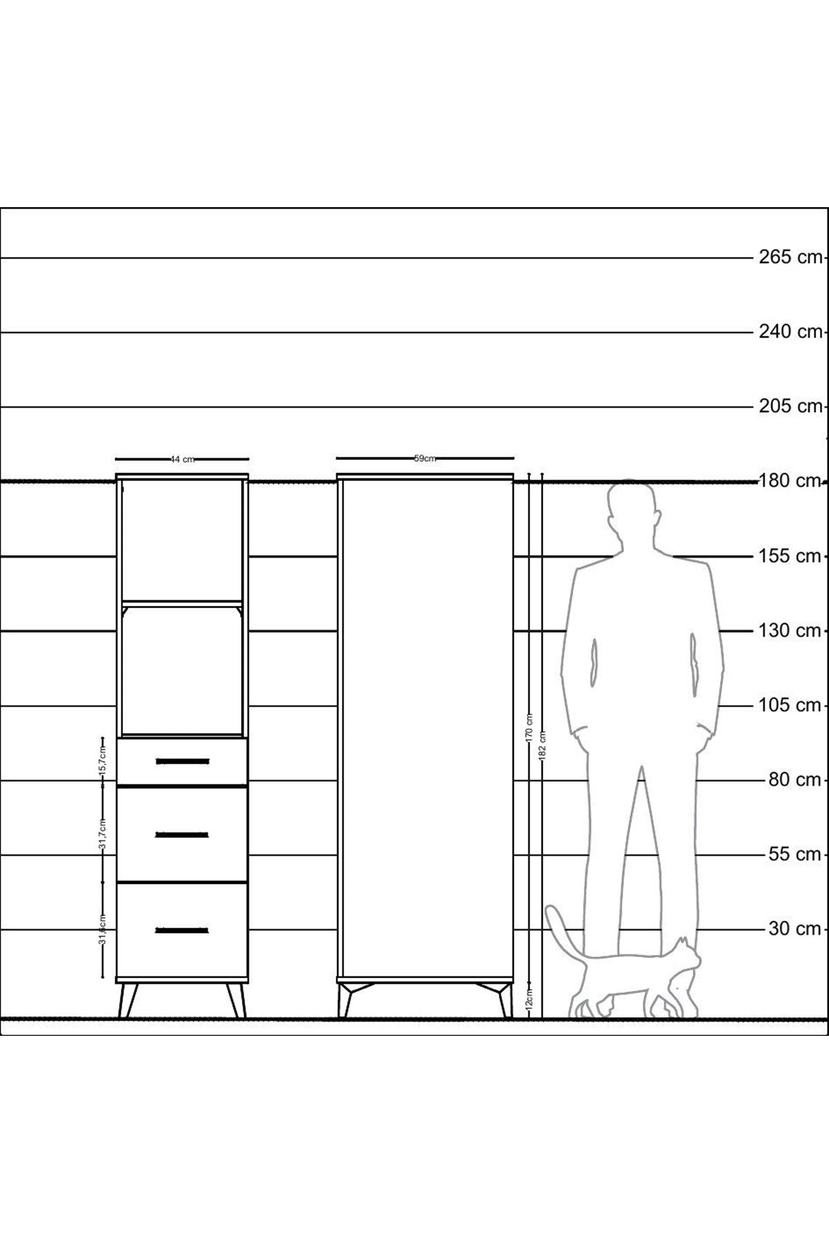 Kronos Dolap 2 Raflı 3 Çekmeceli 44x59x182 - S88M048V2C