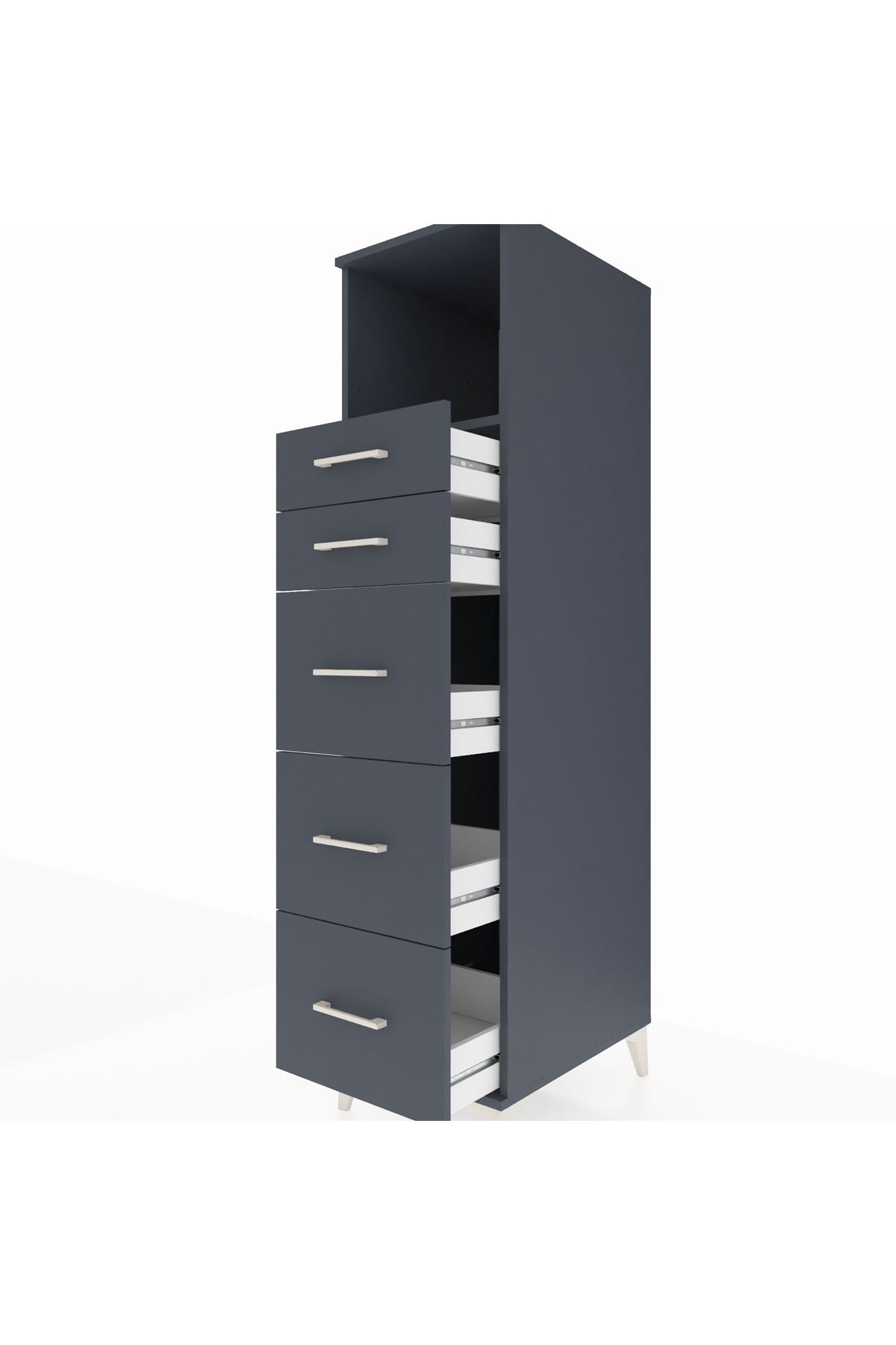 Kronos Dolap Tek Raflı 5 Çekmeceli 44x59x182 - S88M050V5C