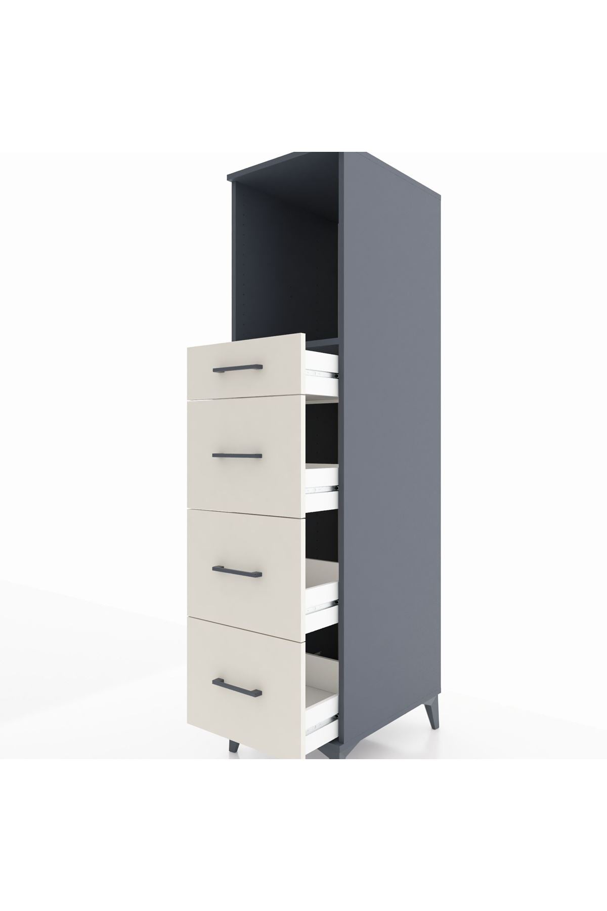 Kronos Dolap Tek Raflı 4 Çekmeceli 44x59x182 - S88M051V4C