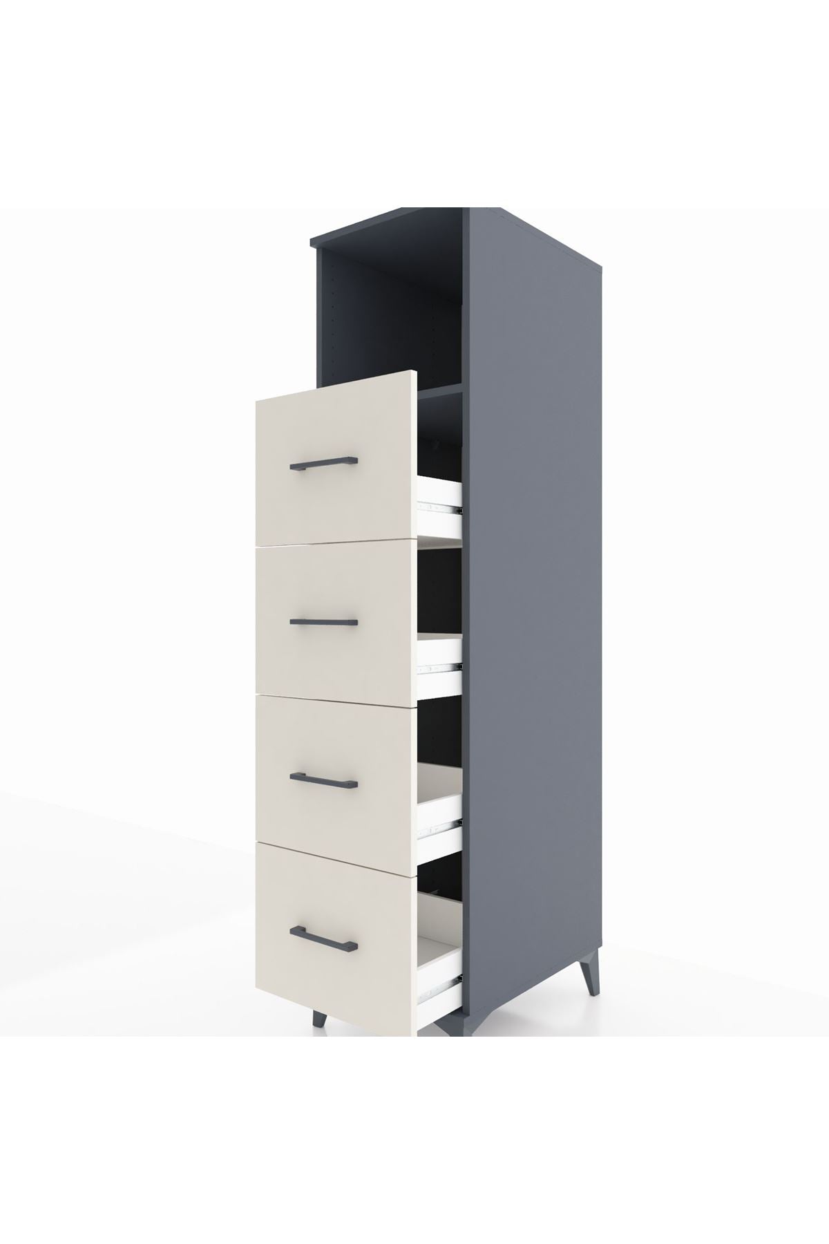 Kronos Dolap Tek Raflı 4 Çekmeceli 44x59x182 - S88M053V4C