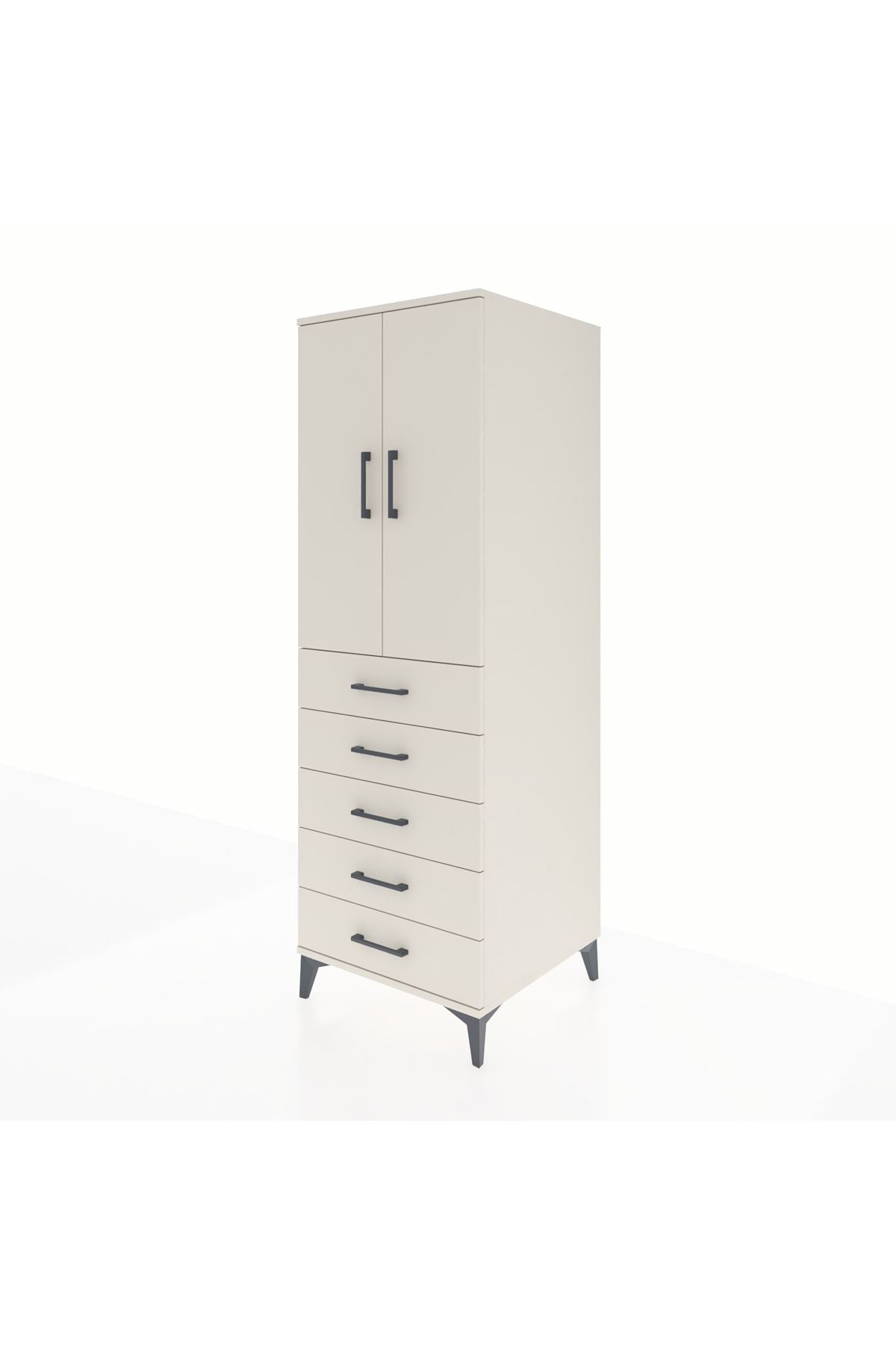 Kronos Dolap 2 Raflı 5 Çekmeceli 2 Kapaklı 60x59x182 - S89M004V1C