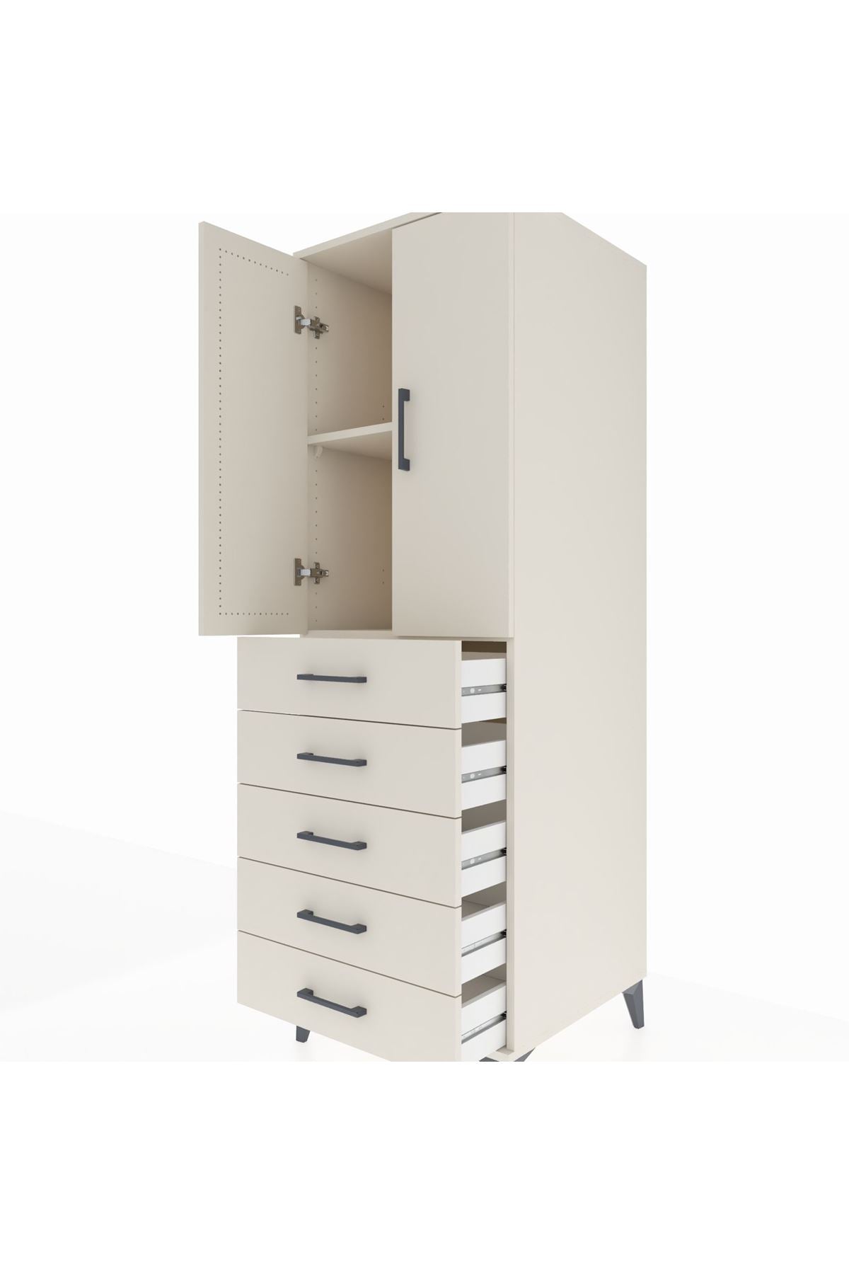Kronos Dolap 2 Raflı 5 Çekmeceli 2 Kapaklı 60x59x182 - S89M004V1C