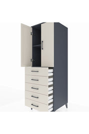 Kronos Dolap 2 Raflı 5 Çekmeceli 2 Kapaklı 60x59x182 - S89M004V4C