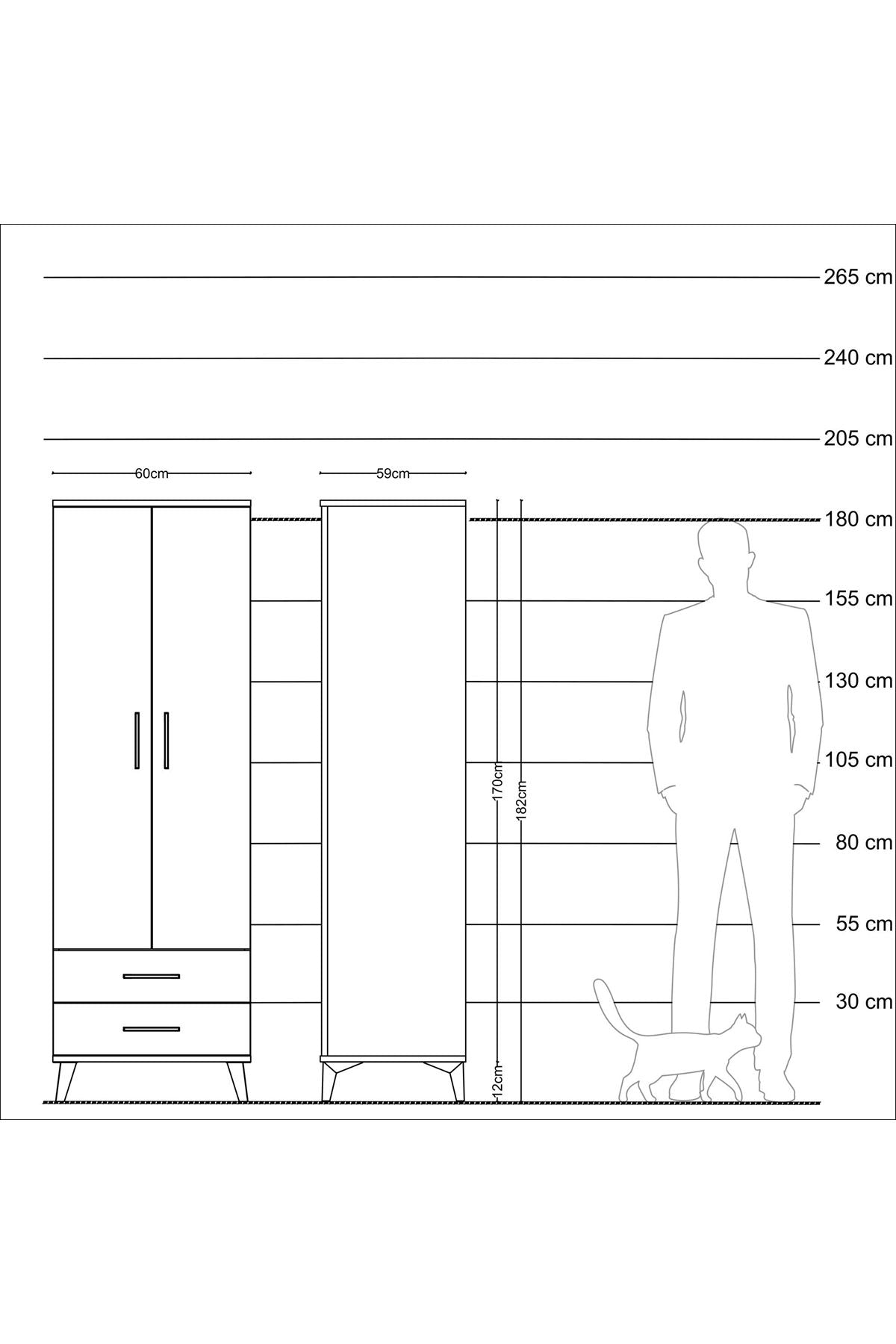 Kronos Dolap 4 Raflı 2 Çekmeceli 2 Kapaklı 60x59x182 - S89M007V8C