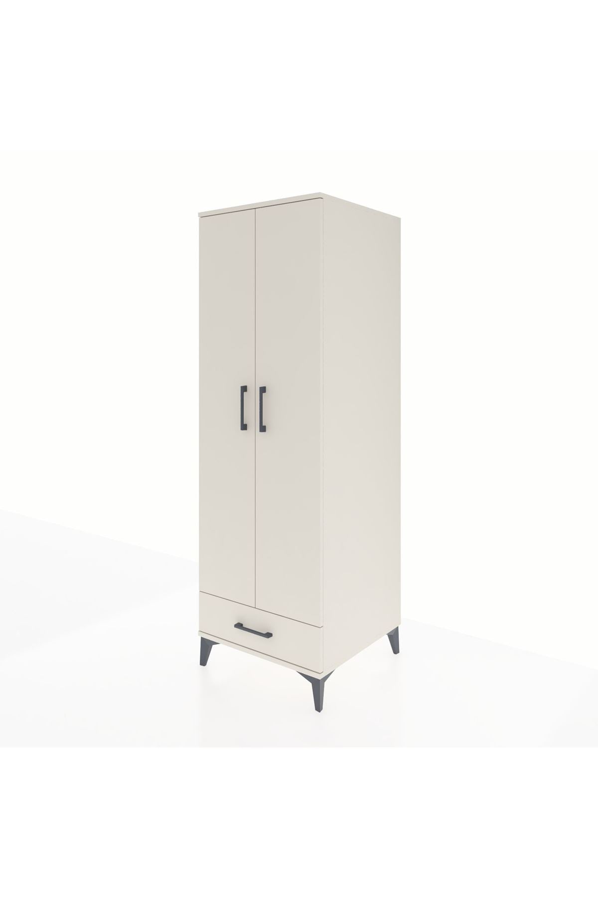 Kronos Dolap 4 Raflı Tek Çekmeceli 2 Kapaklı 60x59x182 - S89M008V1C