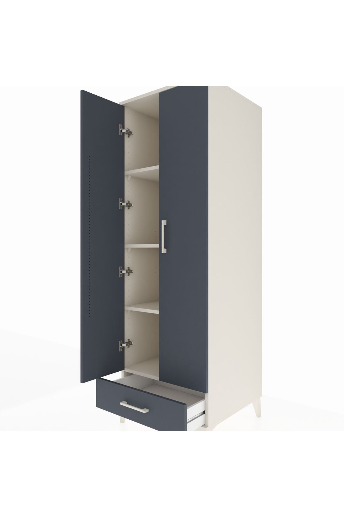 Kronos Dolap 4 Raflı Tek Çekmeceli 2 Kapaklı 60x59x182 - S89M008V2C