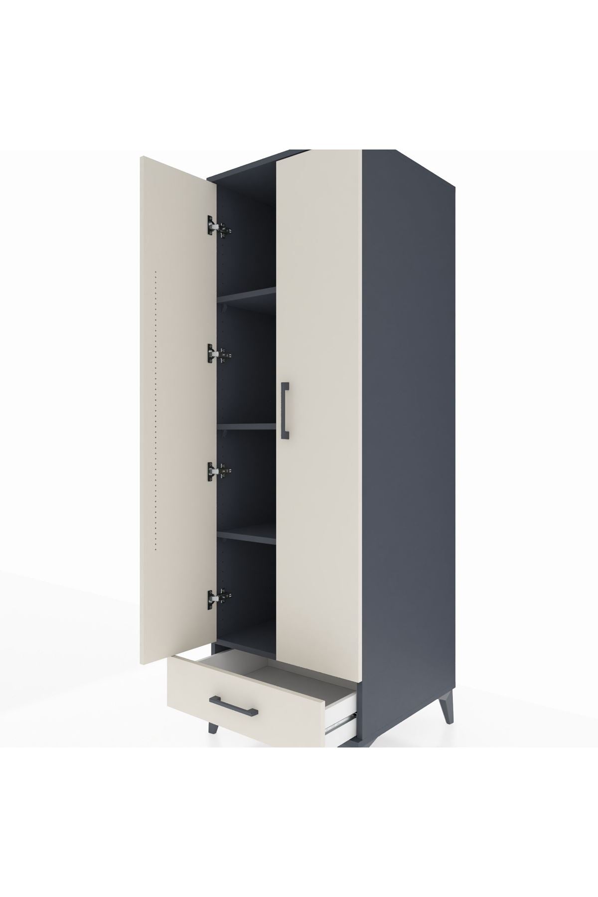 Kronos Dolap 4 Raflı Tek Çekmeceli 2 Kapaklı 60x59x182 - S89M008V4C