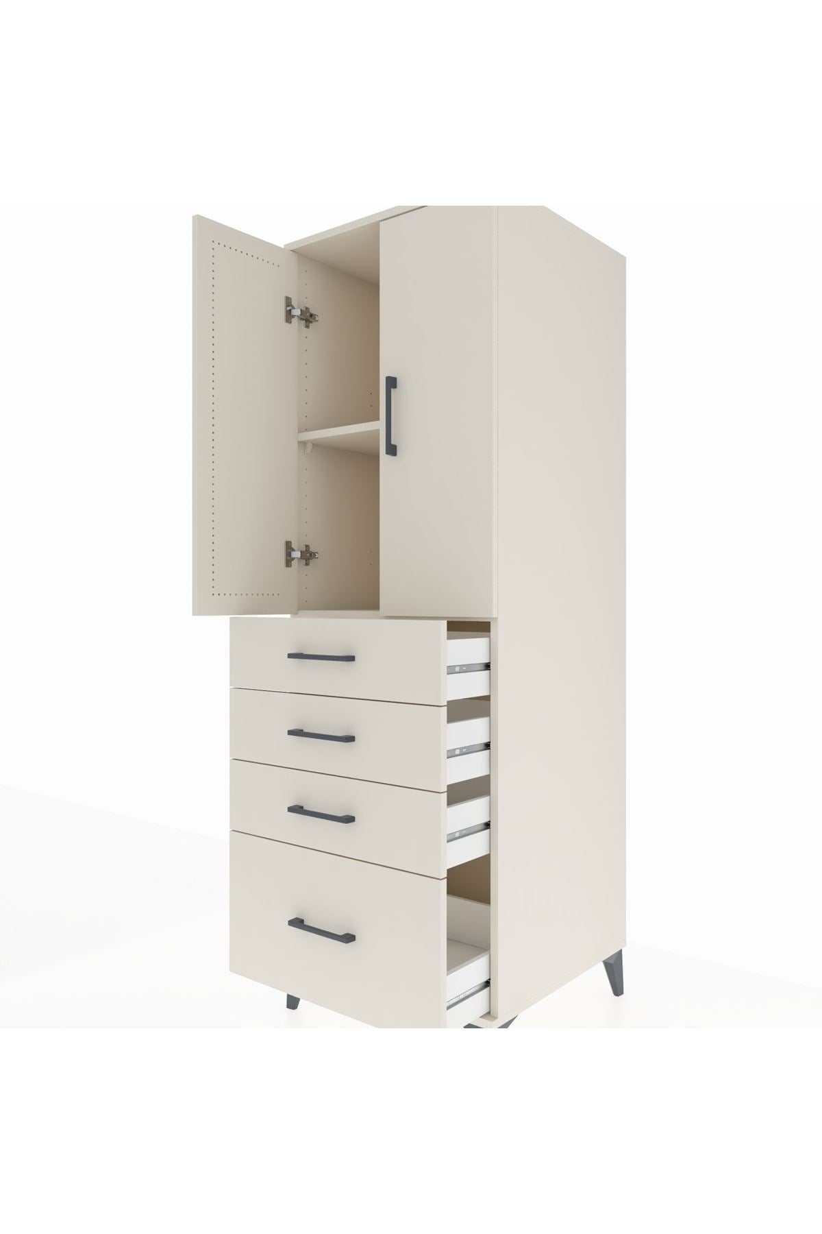 Kronos Dolap 2 Raflı 4 Çekmeceli 2 Kapaklı 60x59x182 - S89M013V1C