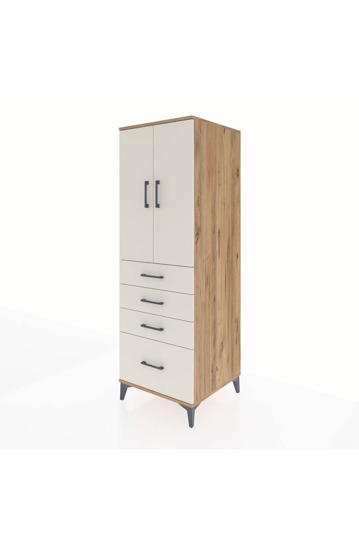 Kronos Dolap 2 Raflı 4 Çekmeceli 2 Kapaklı 60x59x182 - S89M013V7C