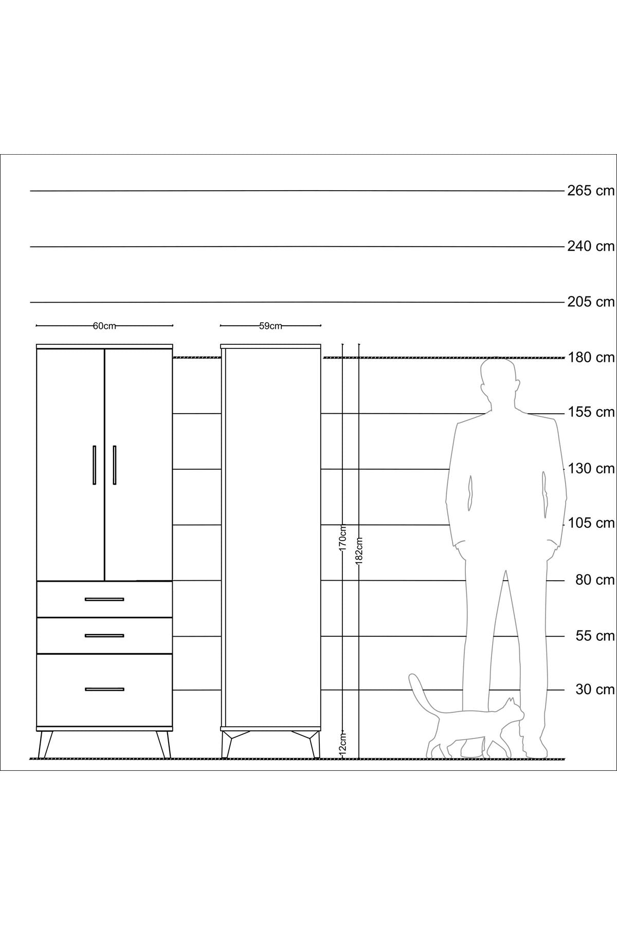 Kronos Dolap 2 Raflı 3 Çekmeceli 2 Kapaklı 60x59x182 - S89M014V1C