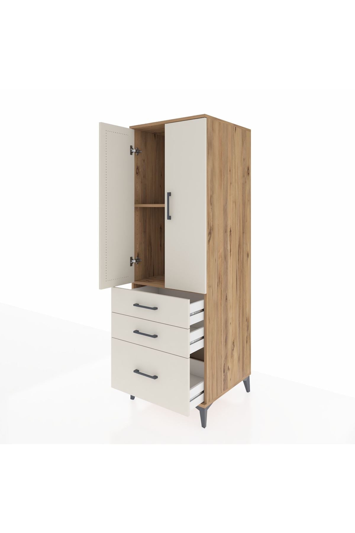 Kronos Dolap 2 Raflı 3 Çekmeceli 2 Kapaklı 60x59x182 - S89M014V7C