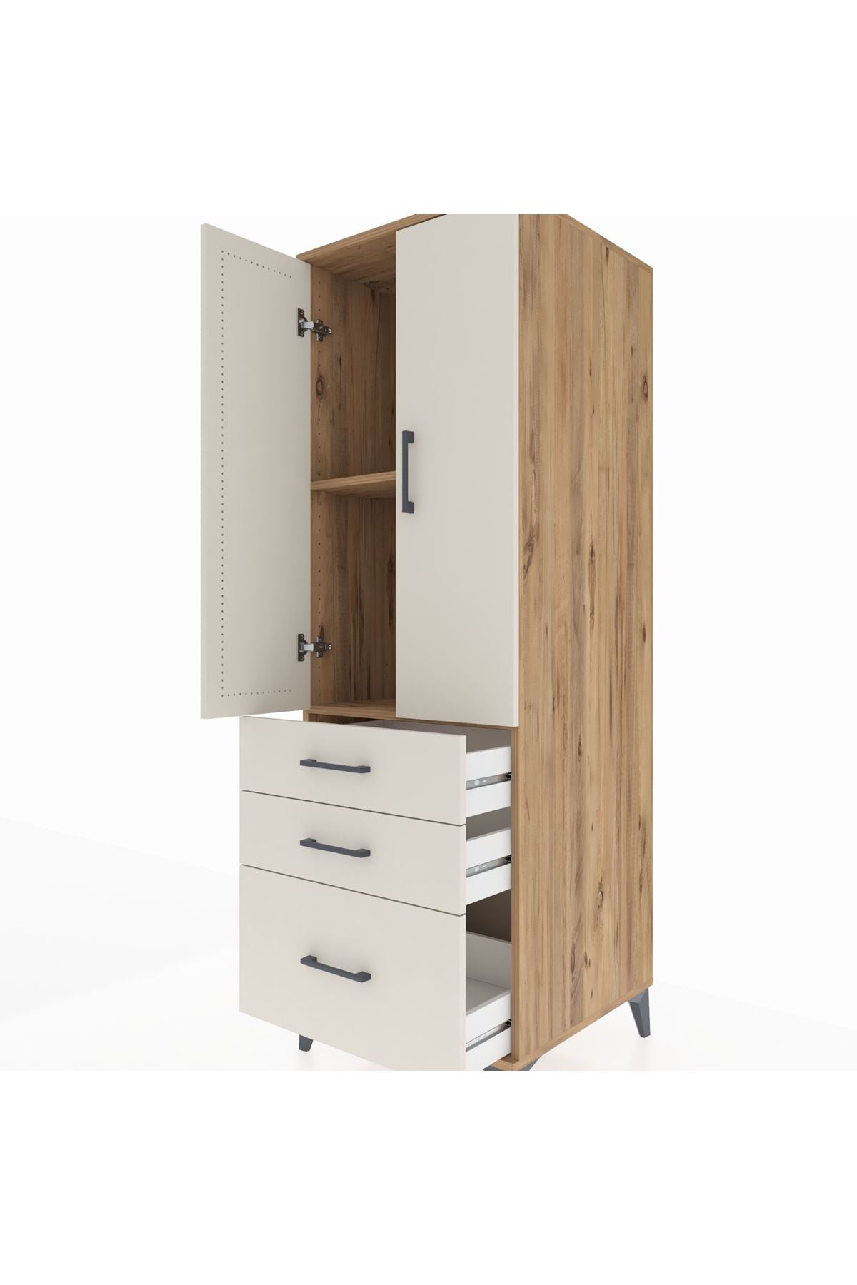 Kronos Dolap 2 Raflı 3 Çekmeceli 2 Kapaklı 60x59x182 - S89M014V7C