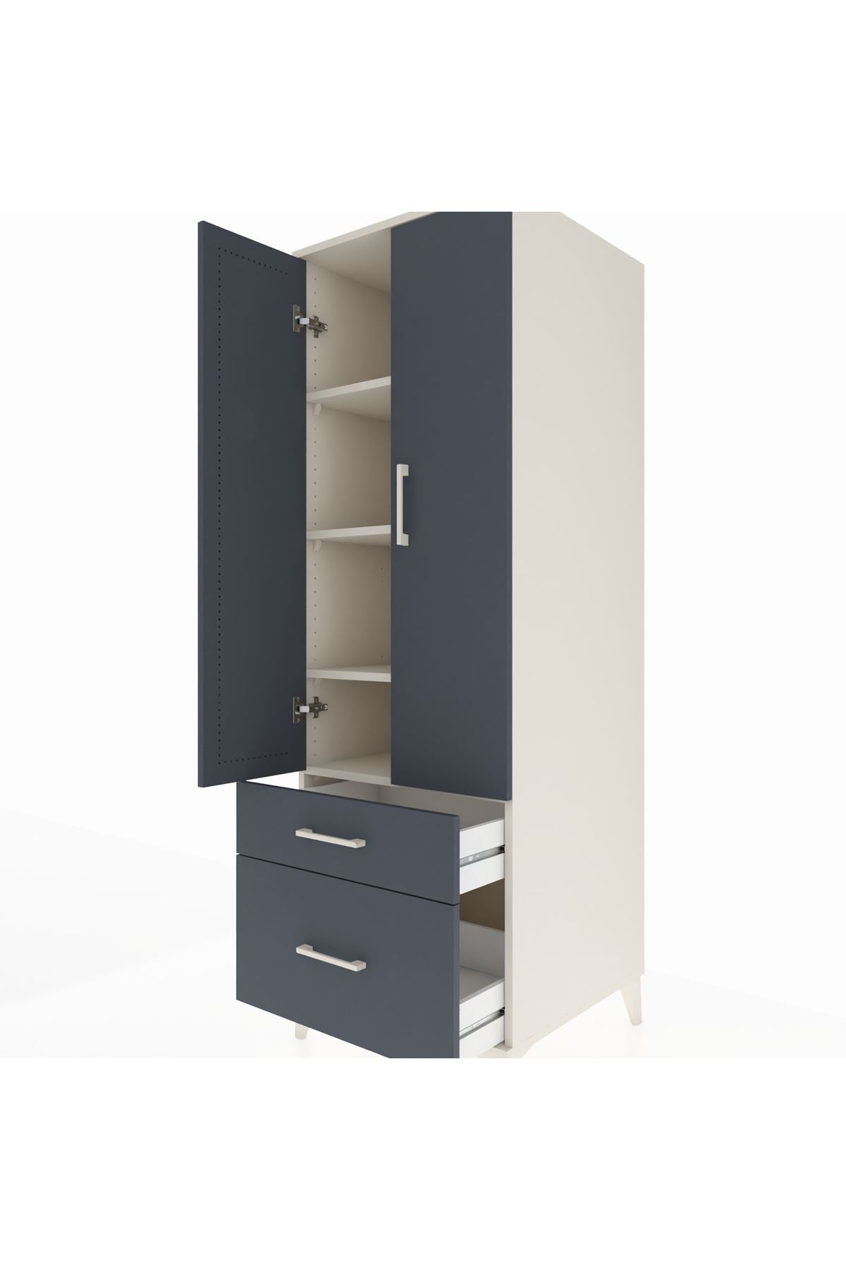 Kronos Dolap 4 Raflı 2 Çekmeceli 2 Kapaklı 60x59x182 - S89M015V2C