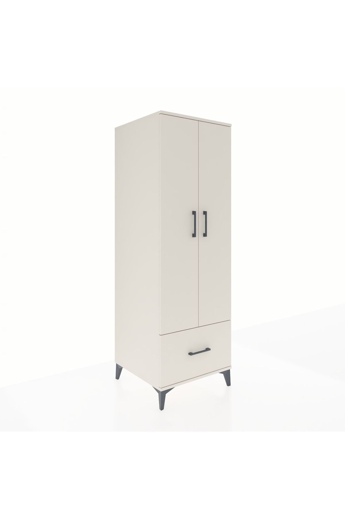 Kronos Dolap 4 Raflı Tek Çekmeceli 2 Kapaklı 60x59x182 - S89M016V1C