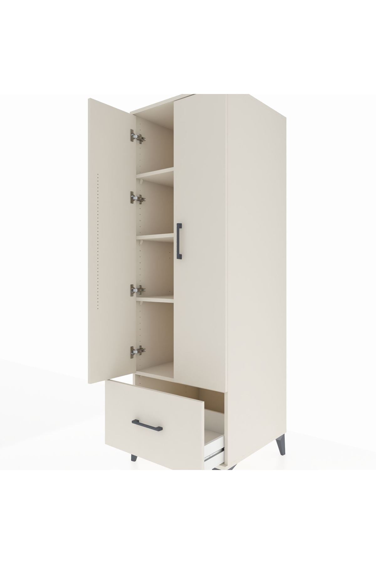 Kronos Dolap 4 Raflı Tek Çekmeceli 2 Kapaklı 60x59x182 - S89M016V1C