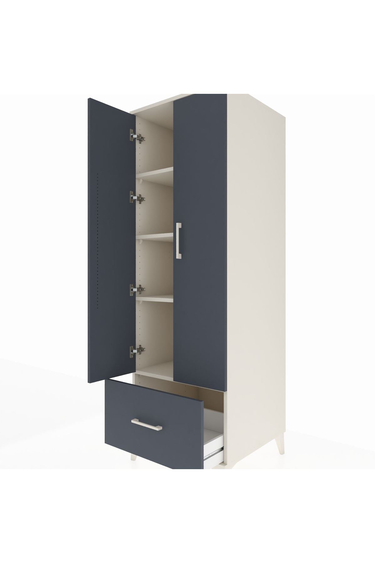 Kronos Dolap 4 Raflı Tek Çekmeceli 2 Kapaklı 60x59x182 - S89M016V2C