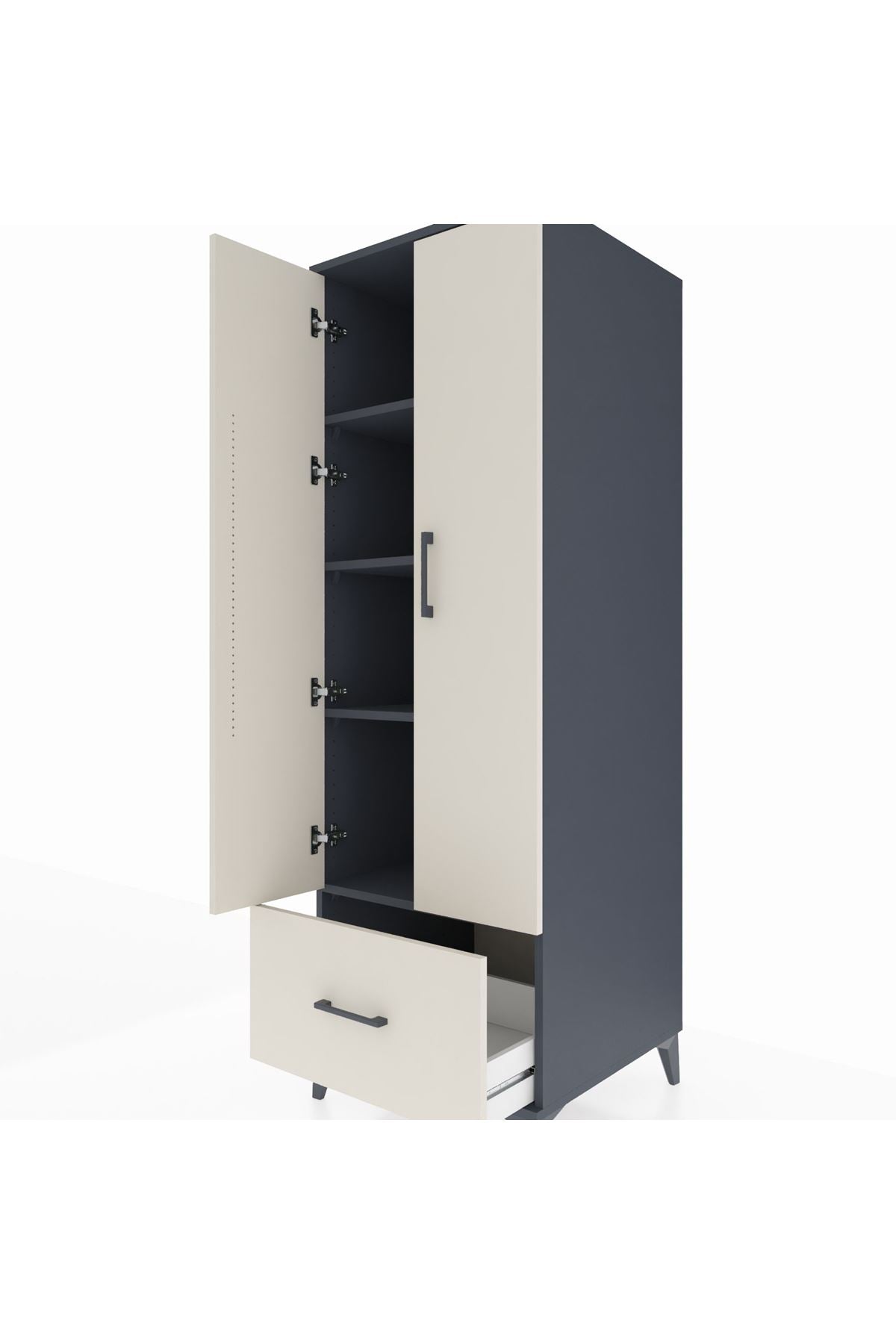 Kronos Dolap 4 Raflı Tek Çekmeceli 2 Kapaklı 60x59x182 - S89M016V4C