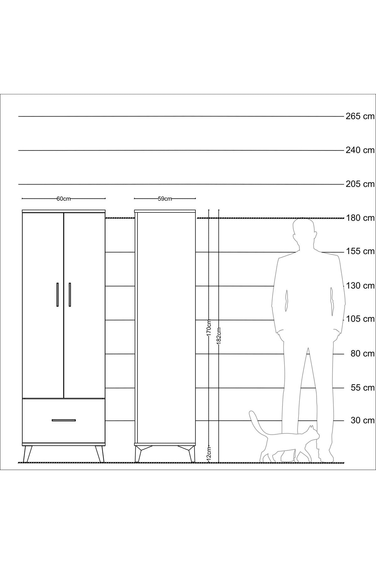 Kronos Dolap 4 Raflı Tek Çekmeceli 2 Kapaklı 60x59x182 - S89M016V7C