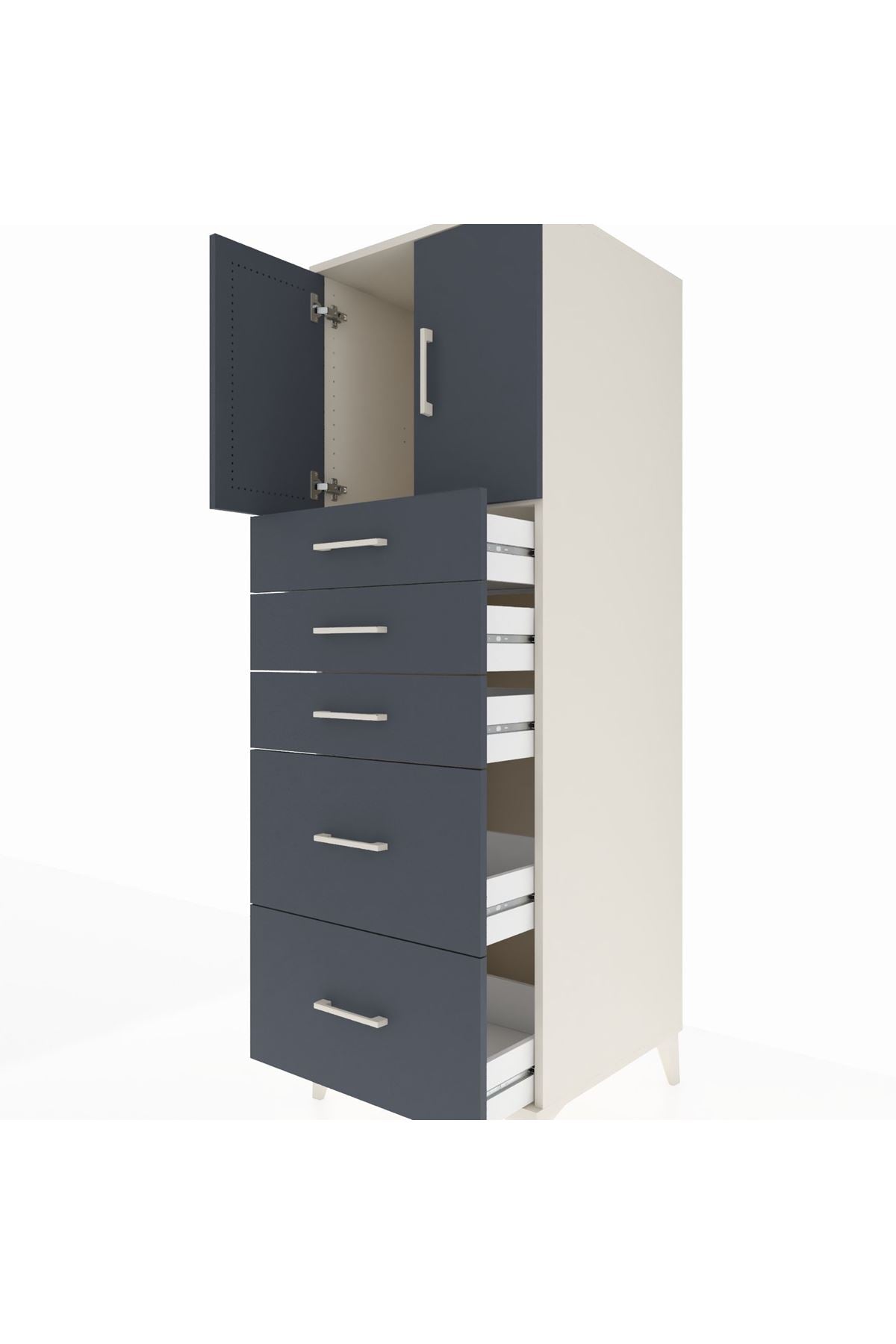 Kronos Dolap Tek Raflı 5 Çekmeceli 2 Kapaklı 60x59x182 - S89M018V2C