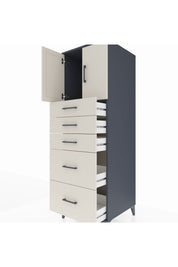 Kronos Dolap Tek Raflı 5 Çekmeceli 2 Kapaklı 60x59x182 - S89M018V4C