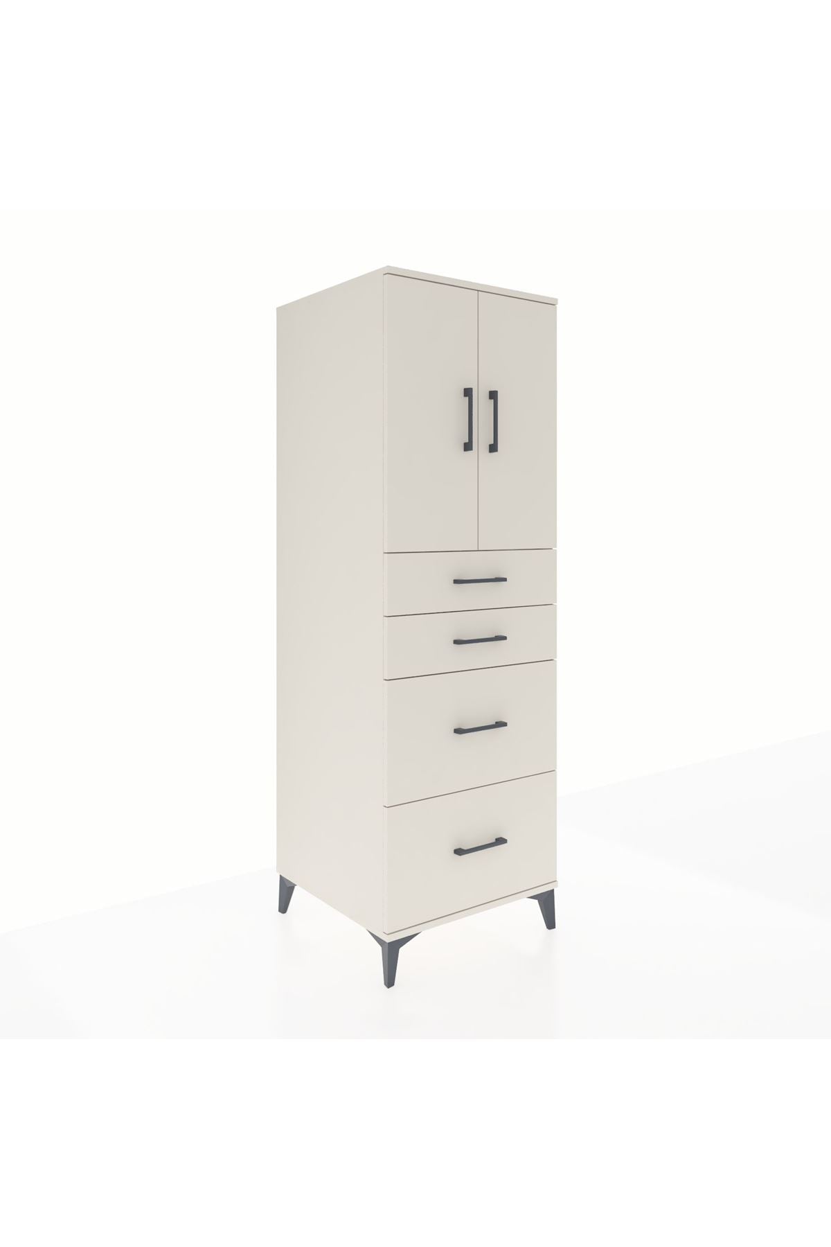 Kronos Dolap Tek Raflı 4 Çekmeceli 2 Kapaklı 60x59x182 - S89M019V1C